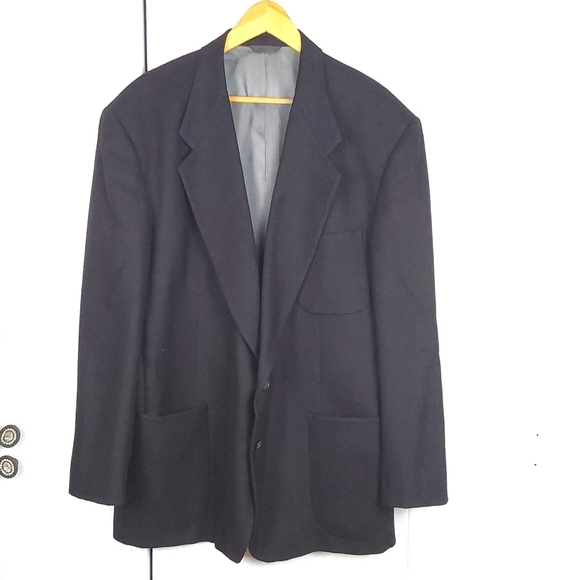 Tallia Uomo Mens Black Alpaca Herringbone Blazer sport Coat Luxury Neutral Sz.42